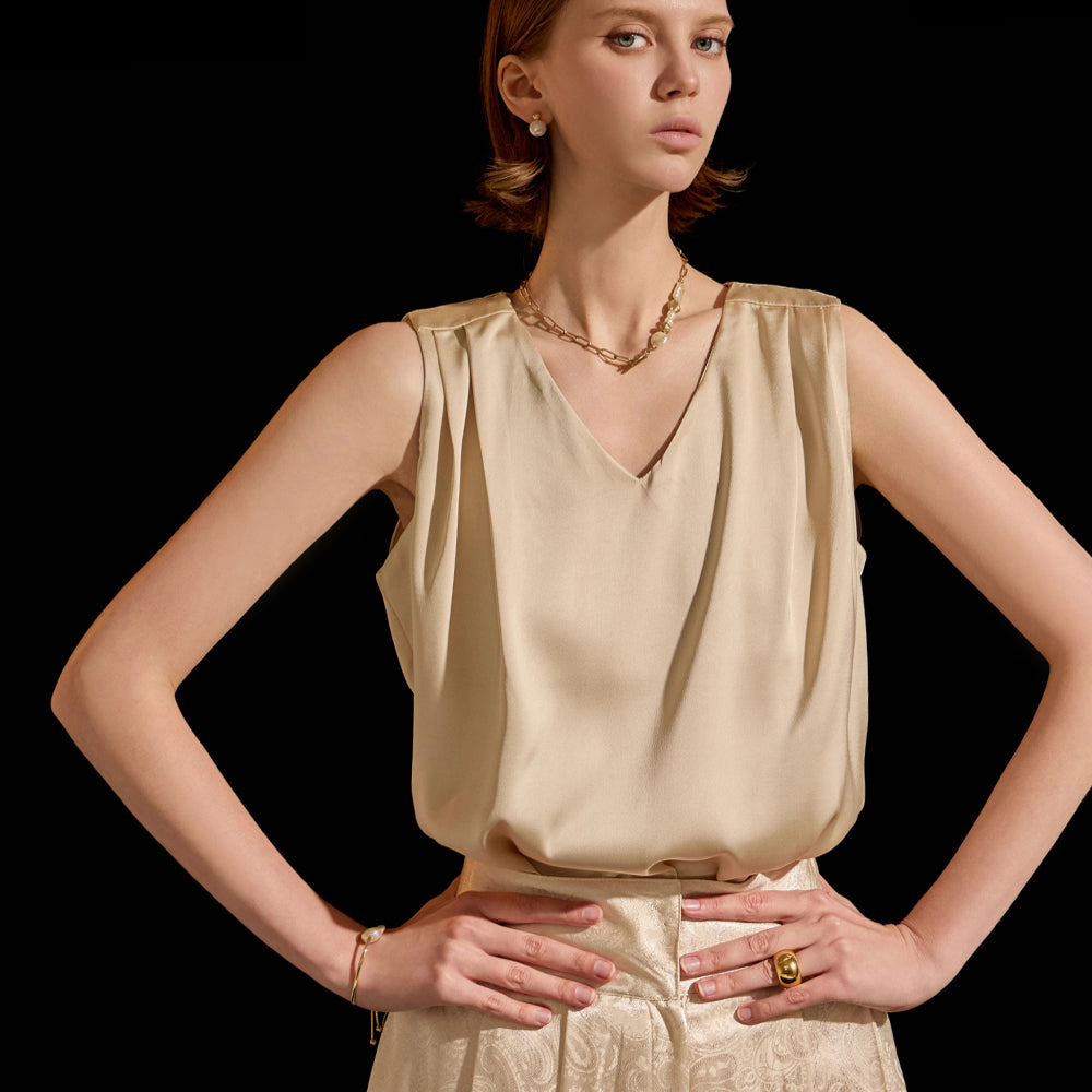 E3089 Satin Sleeveless Top