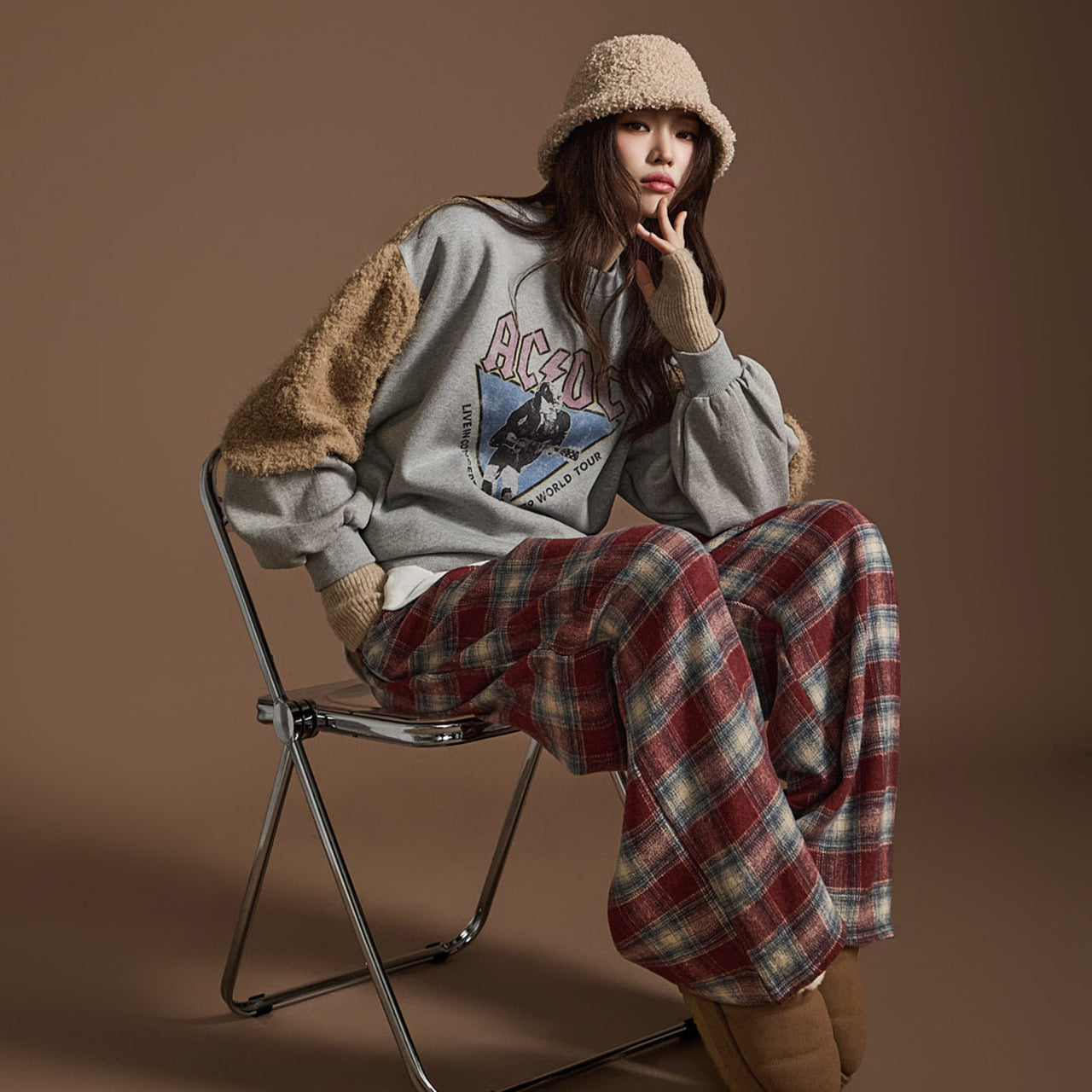 E3648 Fur Printed Sweatshirts