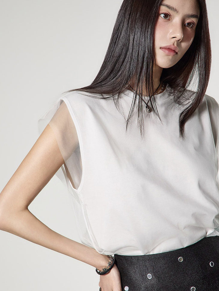 E4206 Mesh Layered Top