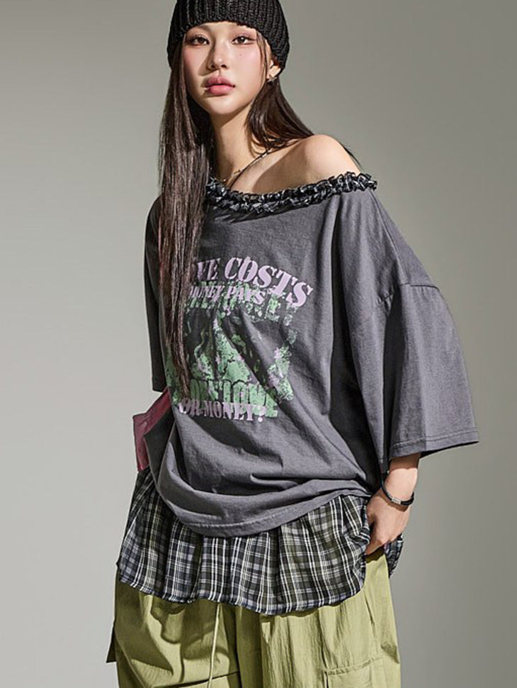 E4279 Check Frill Top