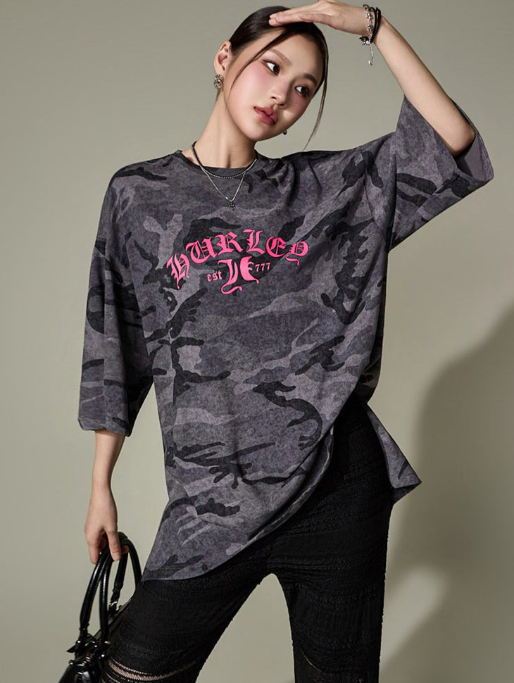 E4346 Camo Print Top