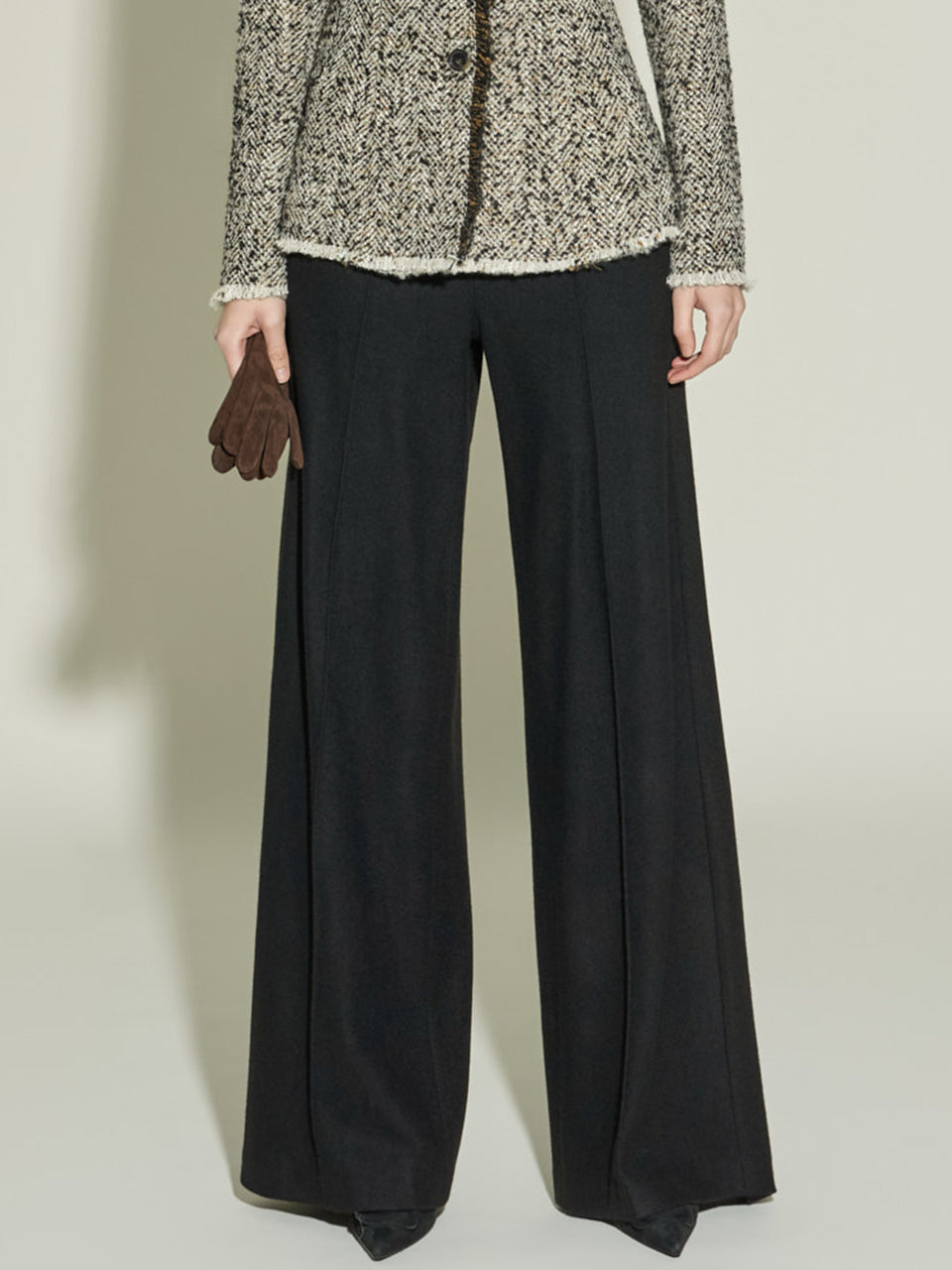 P9065 Pintuck Wide Wool Slacks