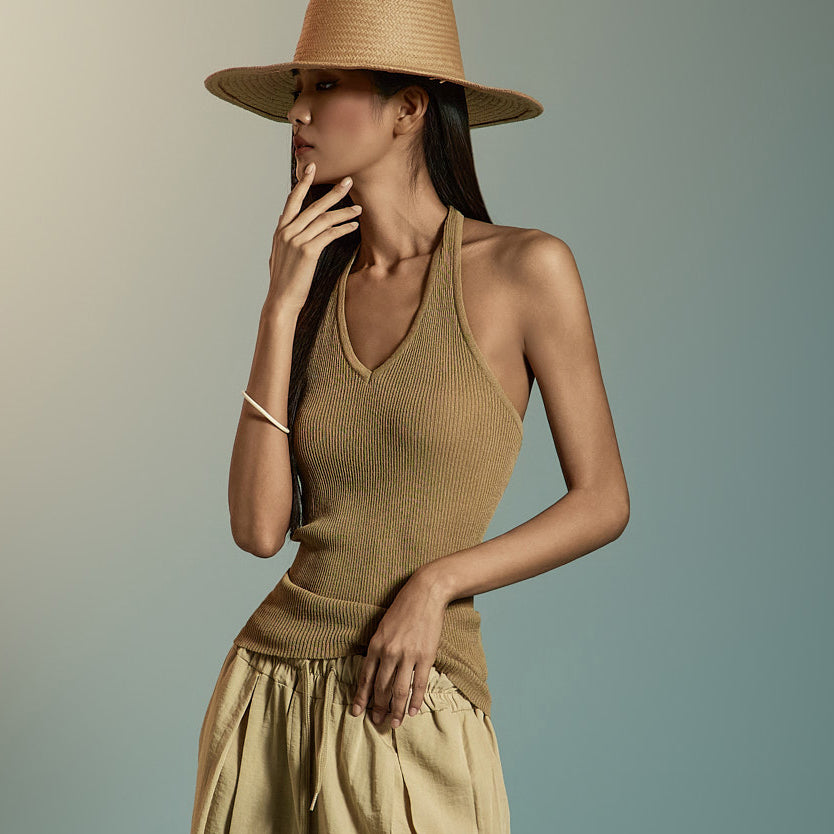 E3912 Halter neck Knit Sleeveless
