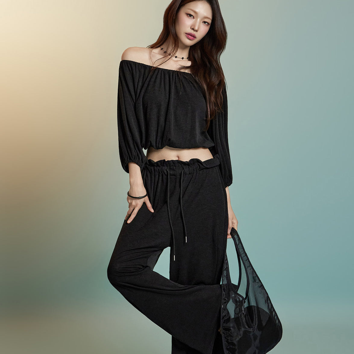 D5328 Linen Off-Shoulder Two-Piece