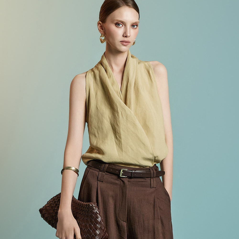 B3109 Linen Halterneck Blouse