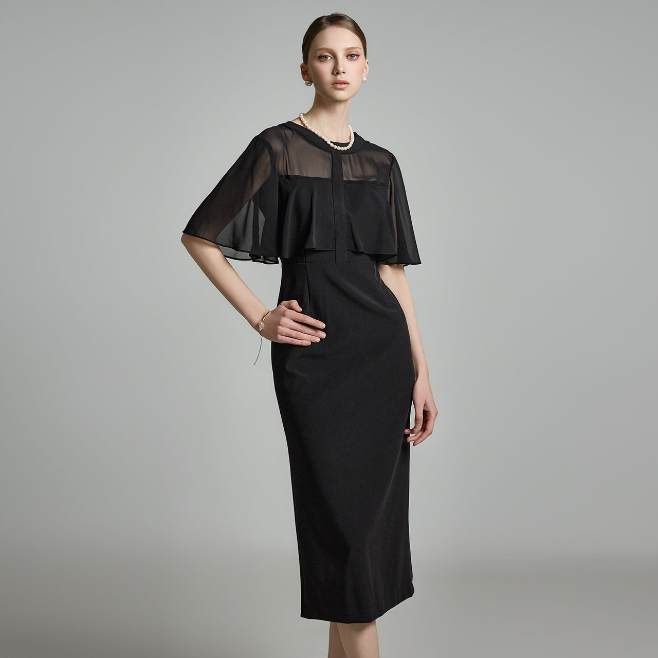 D5223 Sheer Slim Fit Dress