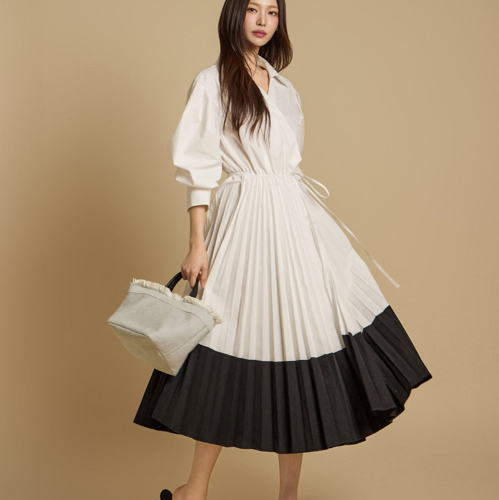 D5255 Wrapped Pleats Dress