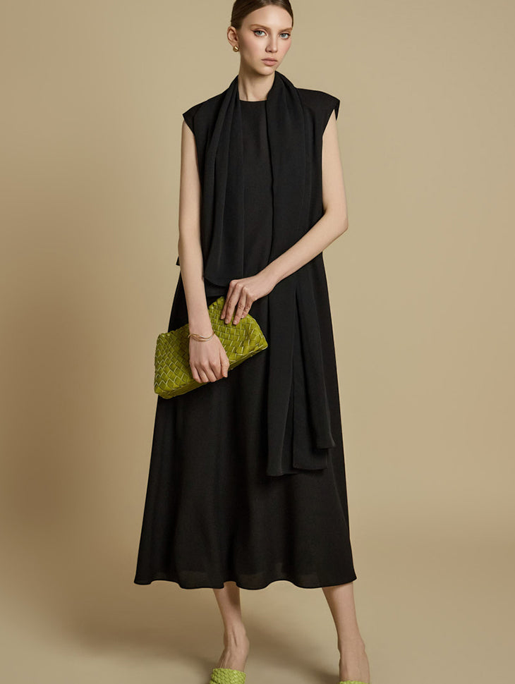 D5264 Sleeveless Dress with Shawl