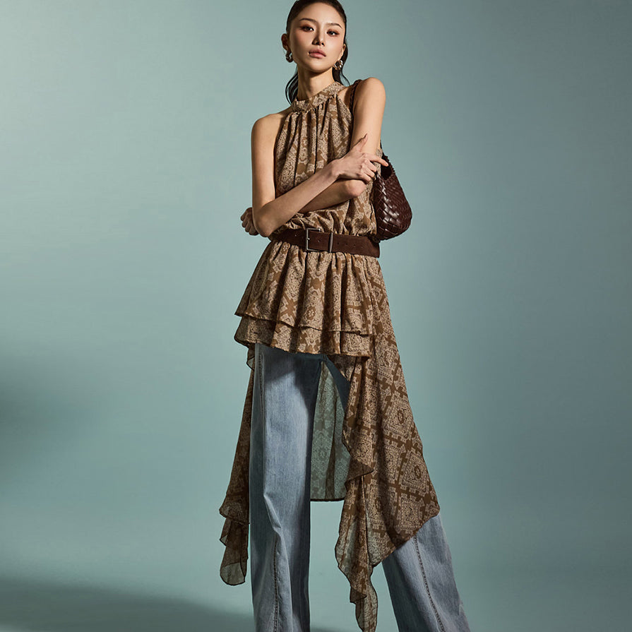 D5270 Asymmetric Dress with Belt
