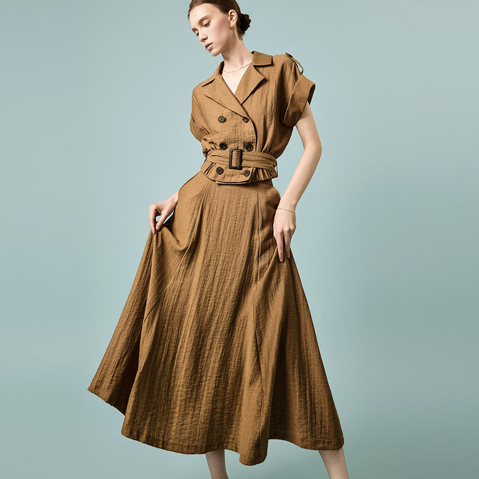D5554 Linen Belted Two-Piece Set