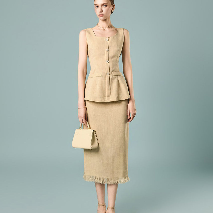 D5577 PeplumFringe Two-Piece