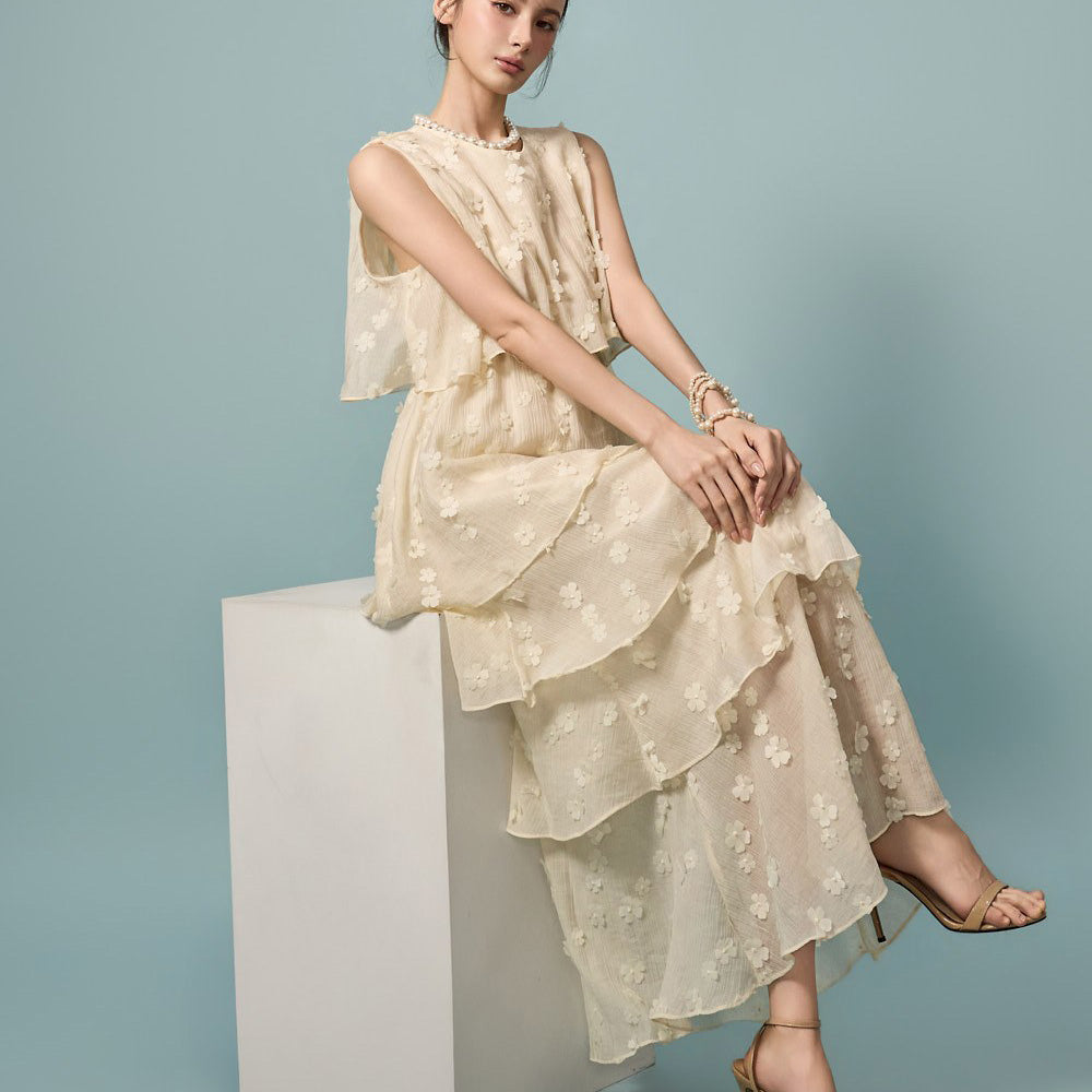 D5597 Floral Tiered Dress