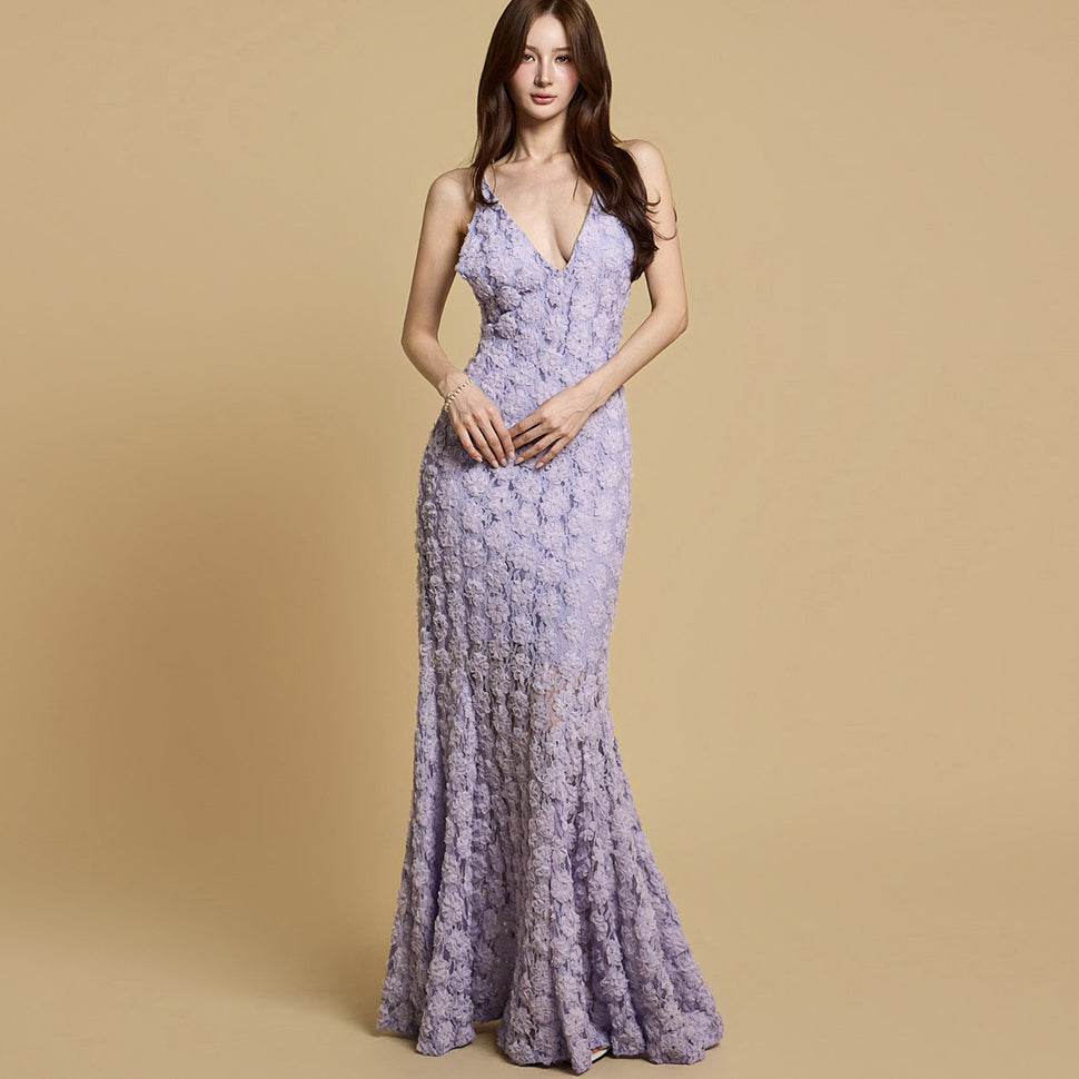 D9541 Floral Lace Dress