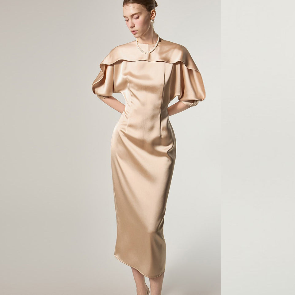 D9594 Cape Slim Dress
