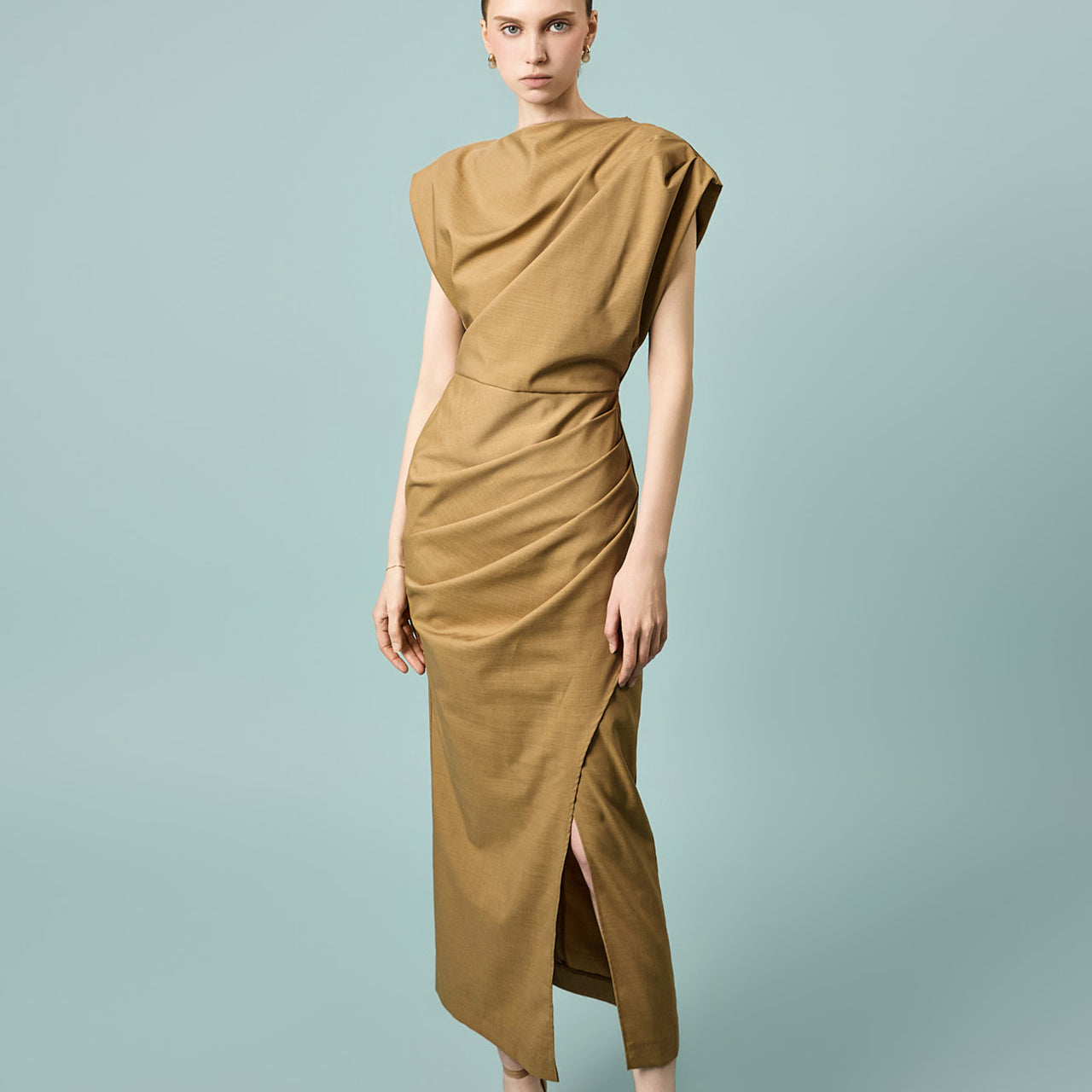 D9611 Drape Slim Dress