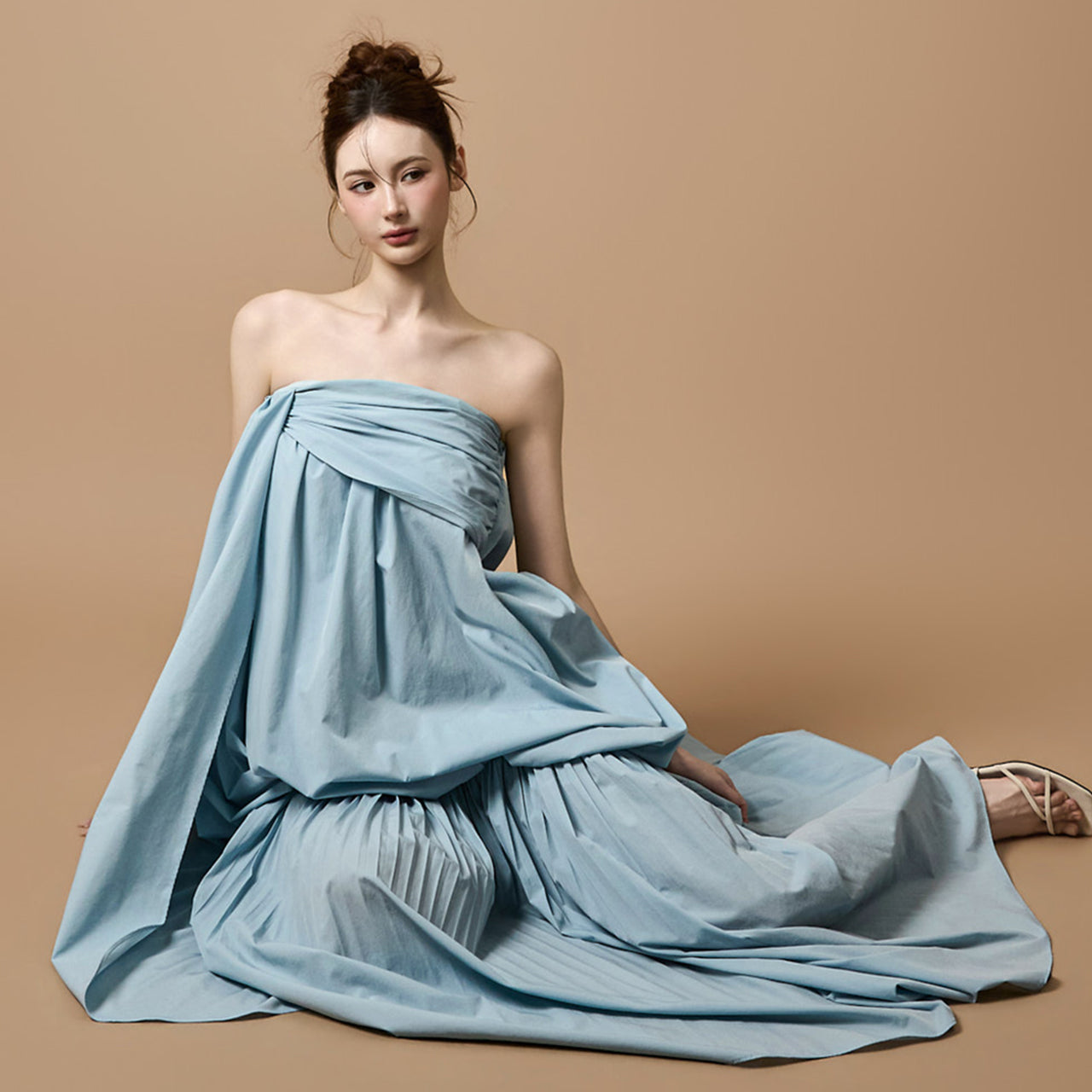 D9613 Drape Volume Layered Dress