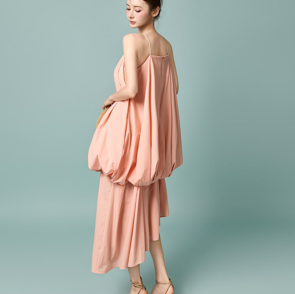 D9633 Balloon Drape Asymmetrical Dress