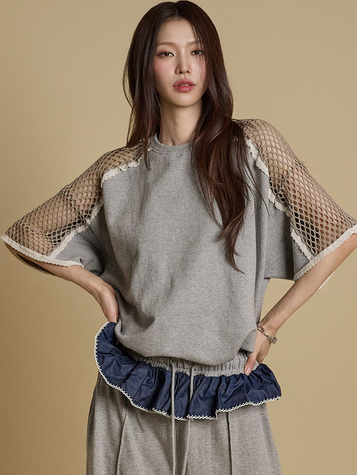 E3772 Net Sleeve T-Shirt