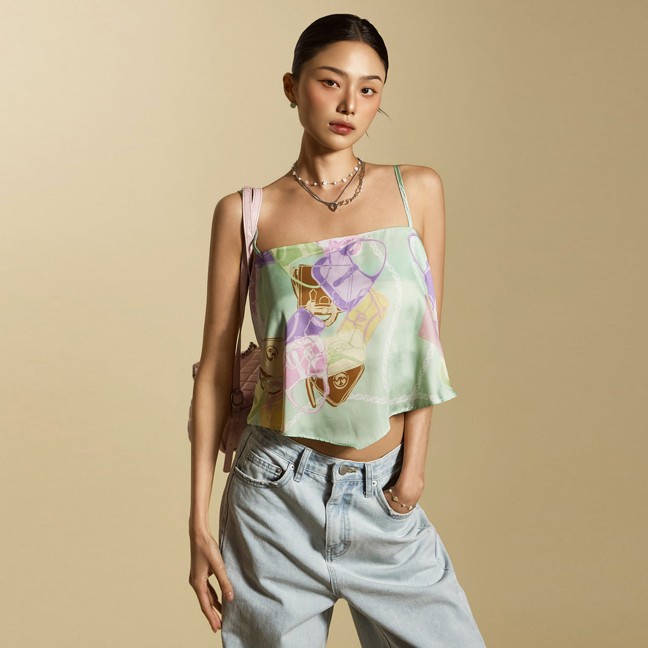 E3858 Scarf Sleeveless Top