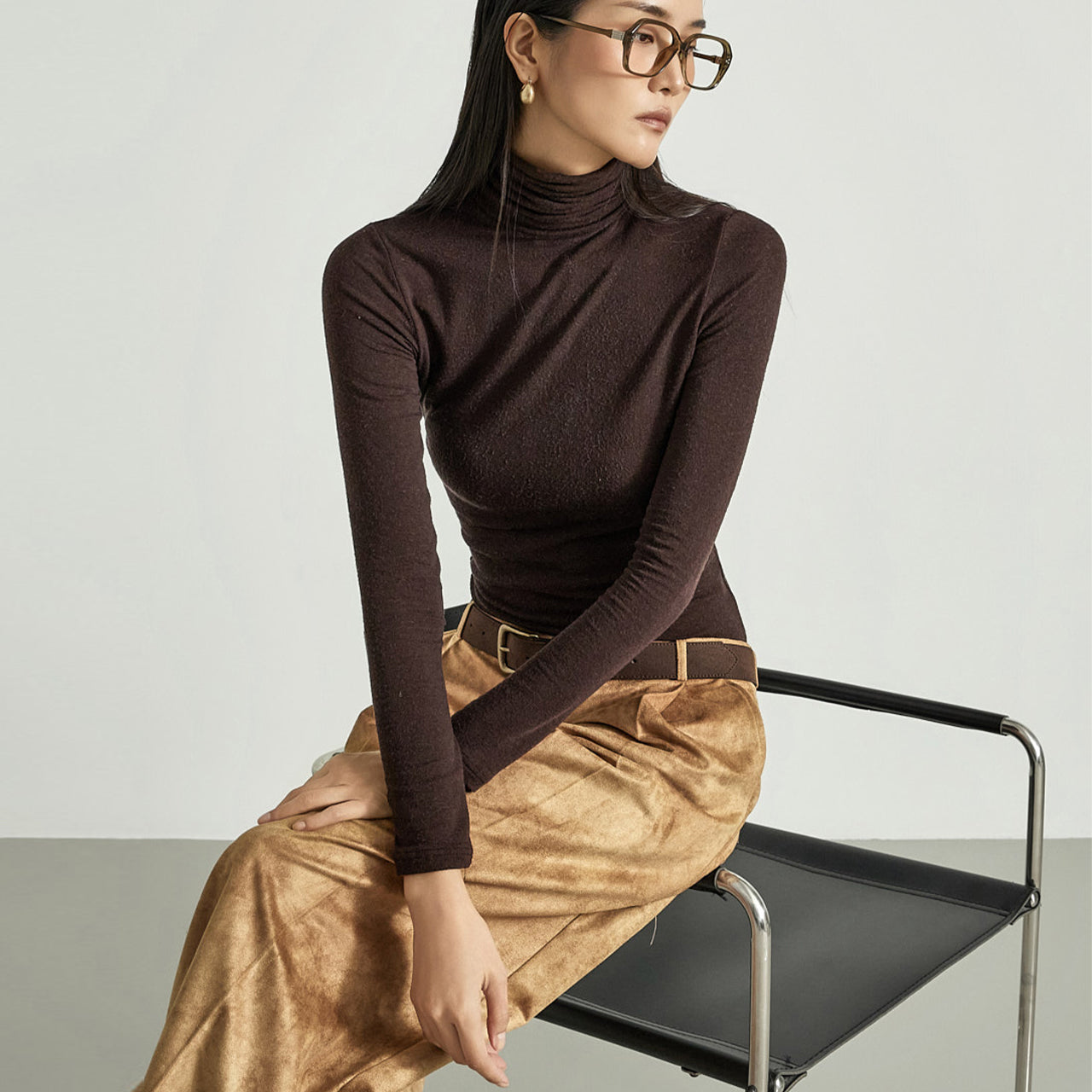 E4027 Wool  Turtleneck Top