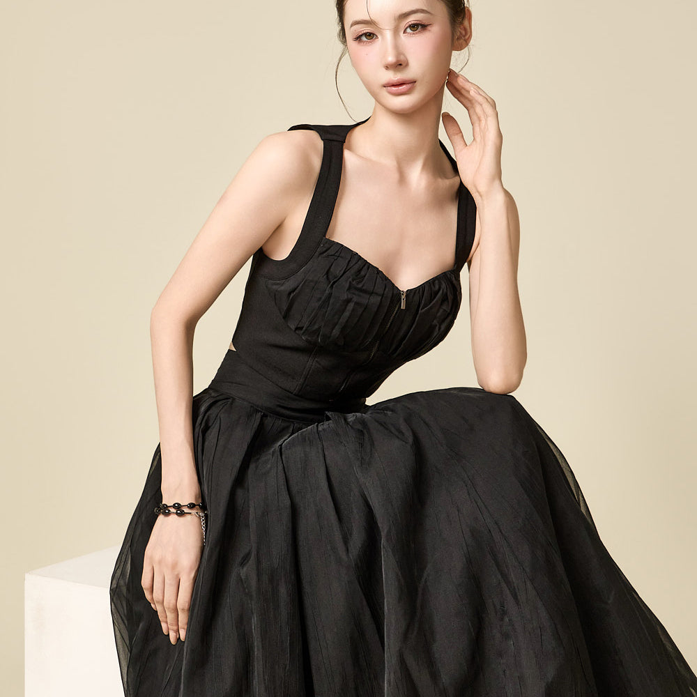 E9041 Shirred Zipper Bustier