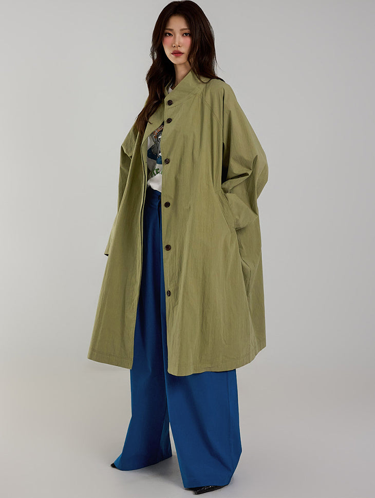 J2699 Collarless Trench Coat