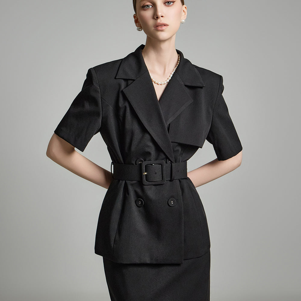 J2728 Short-Sleeved Jacket with Belt