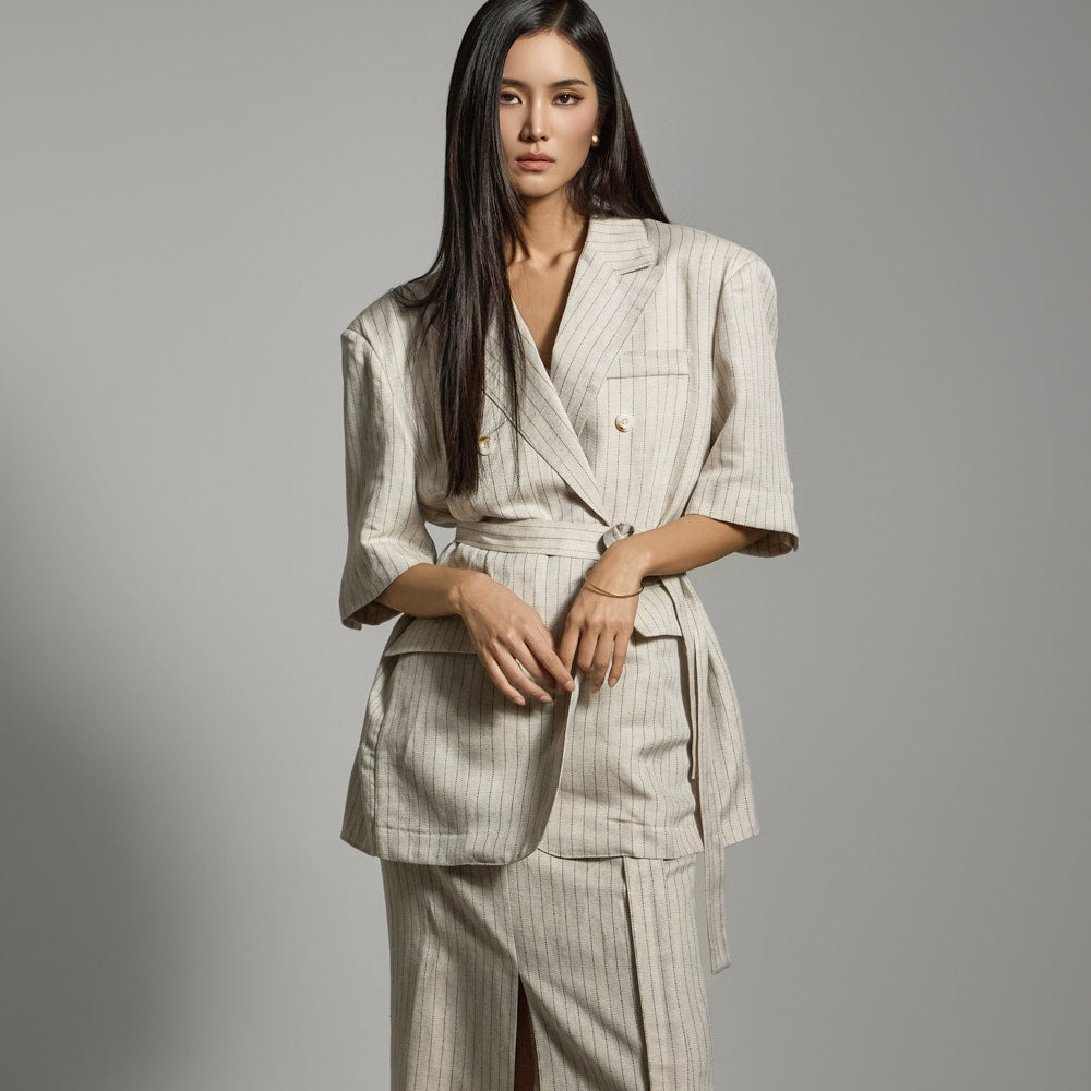 J2740 Linen Jacket With Strap