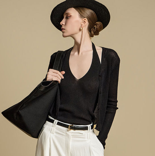 J2788 Halterneck Sleeveless Set Cardigan