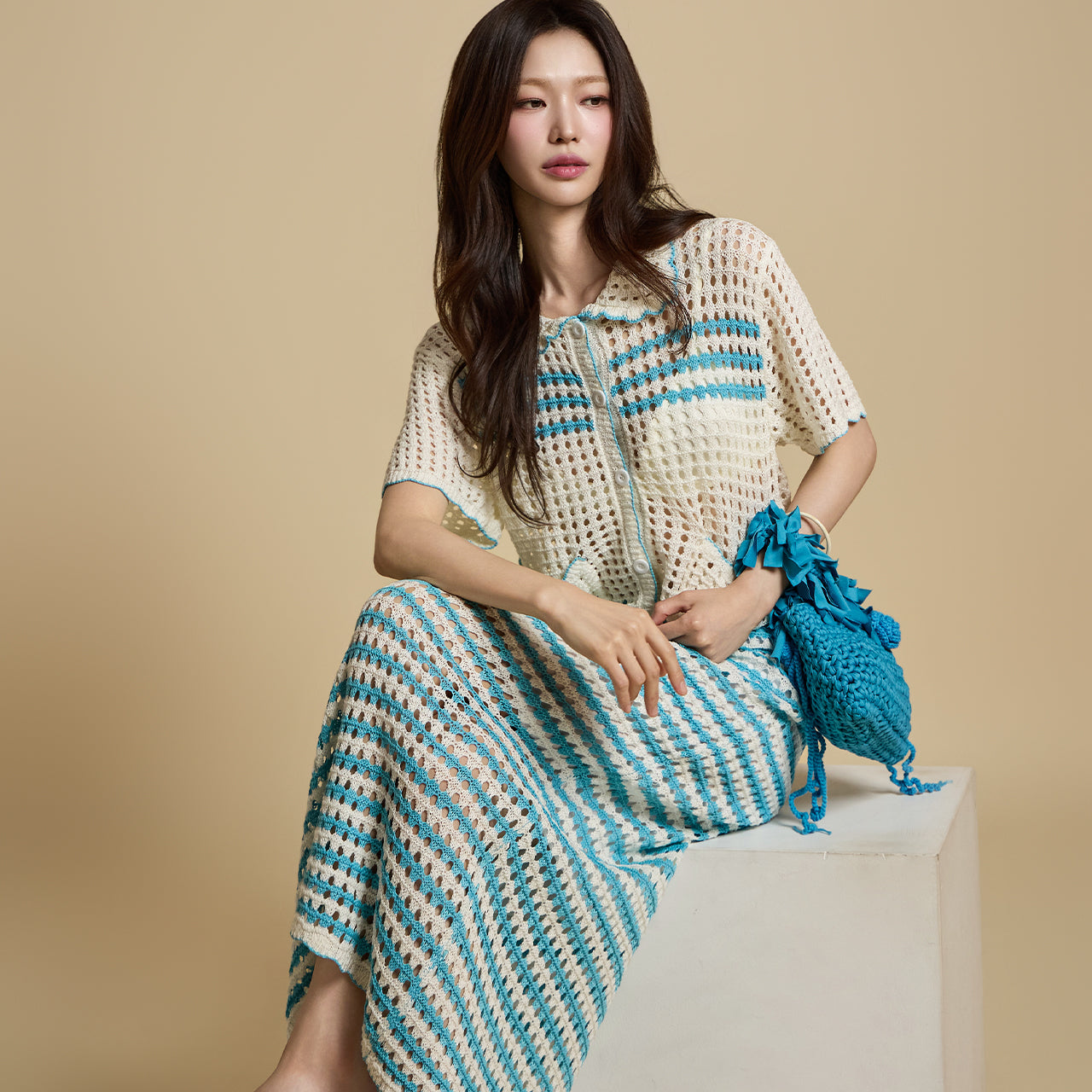 J2791 Eyelet  Knit Cardigan