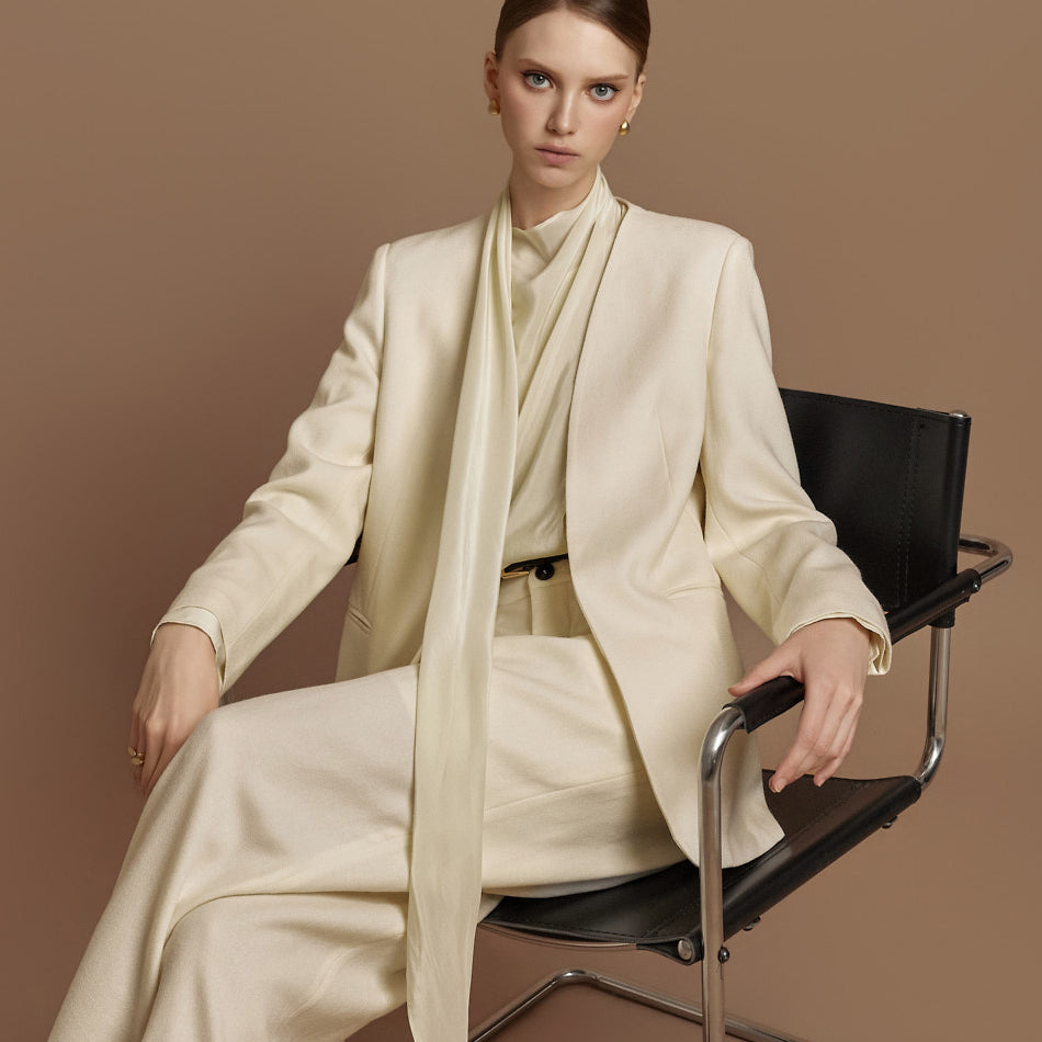 J2830 Collarless Wool Jacket