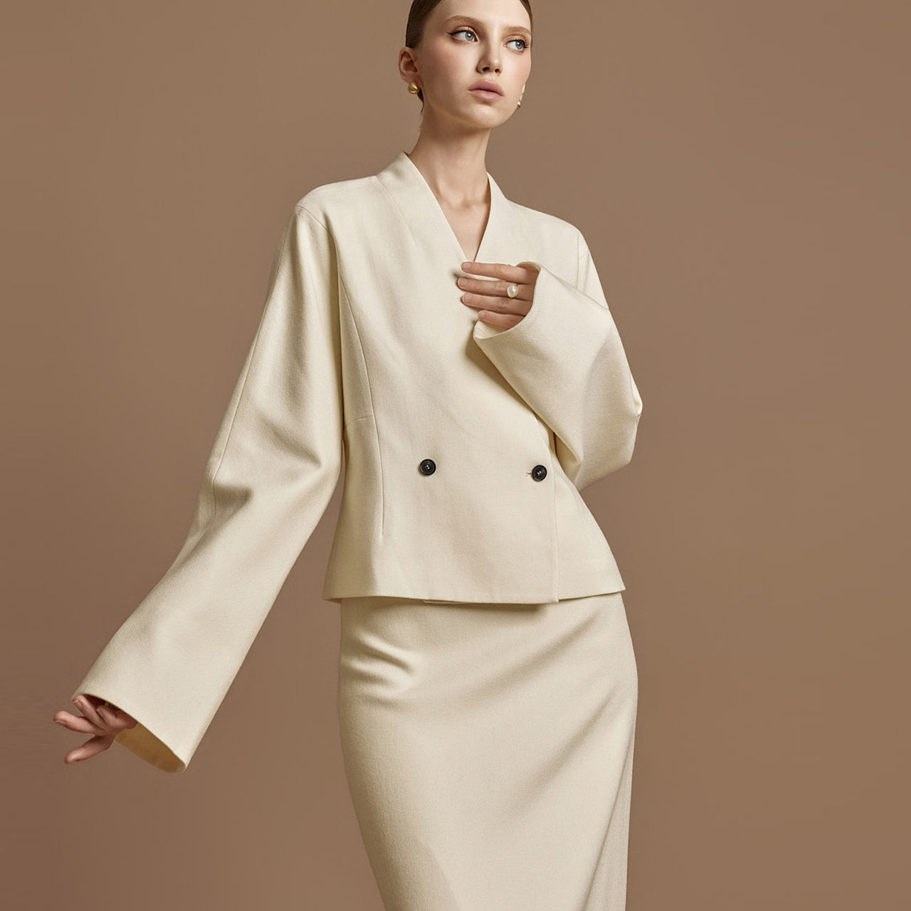 J2831 Collarless Wool Jacket