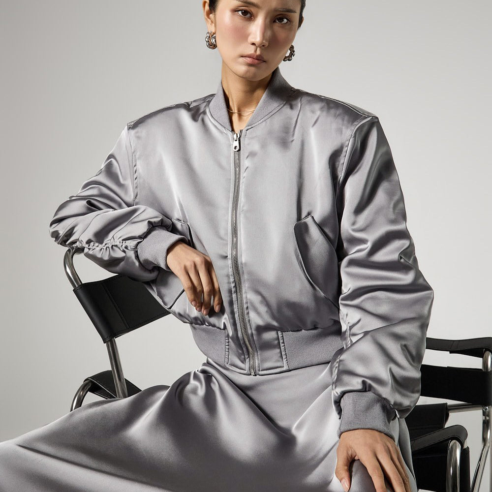 J3133 Satin Bomber Jacket
