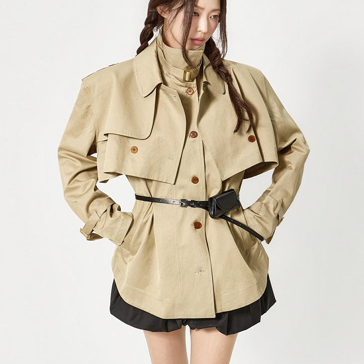J3166 Two-Way Half Trench Coat
