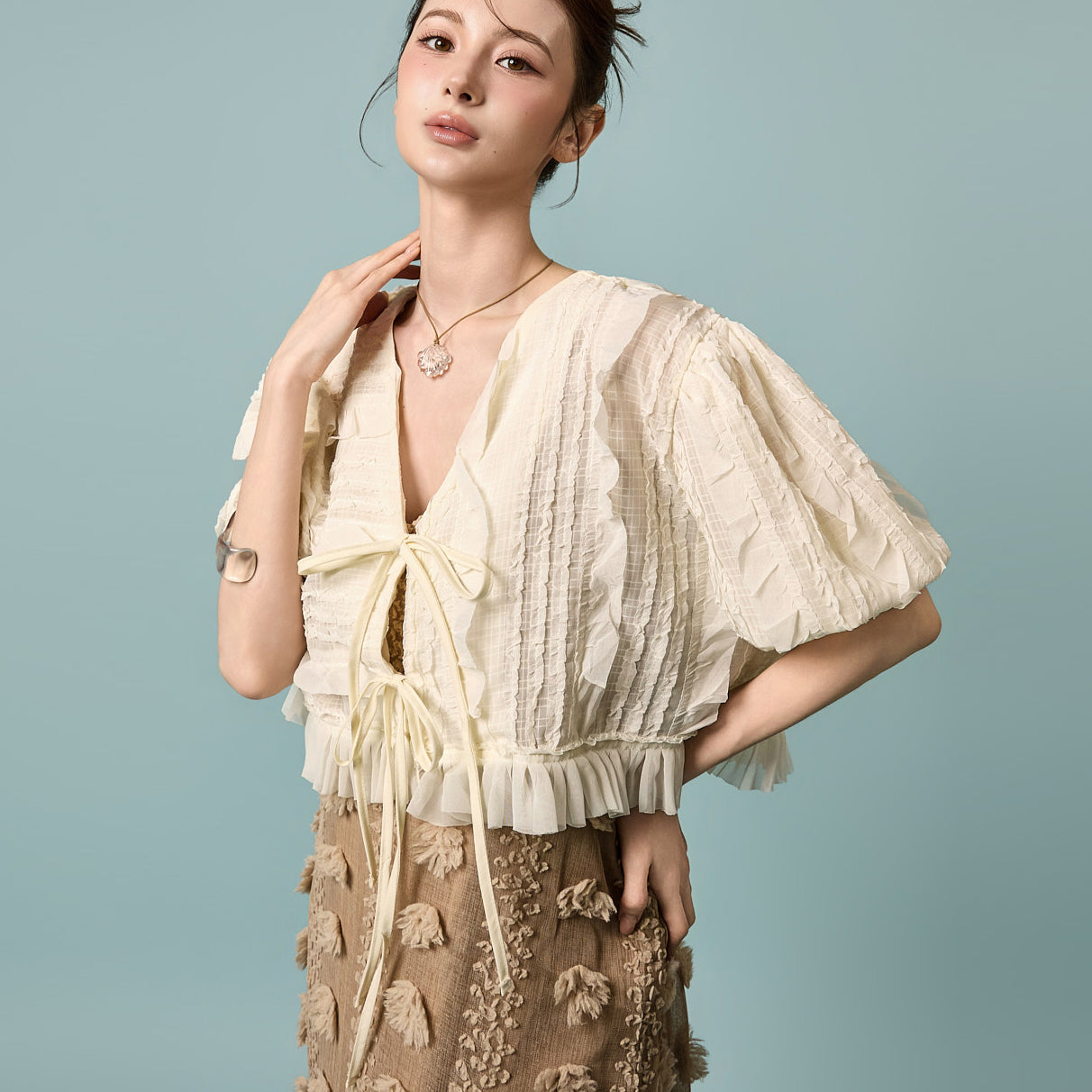 J3207 Frill Lace Cardigan