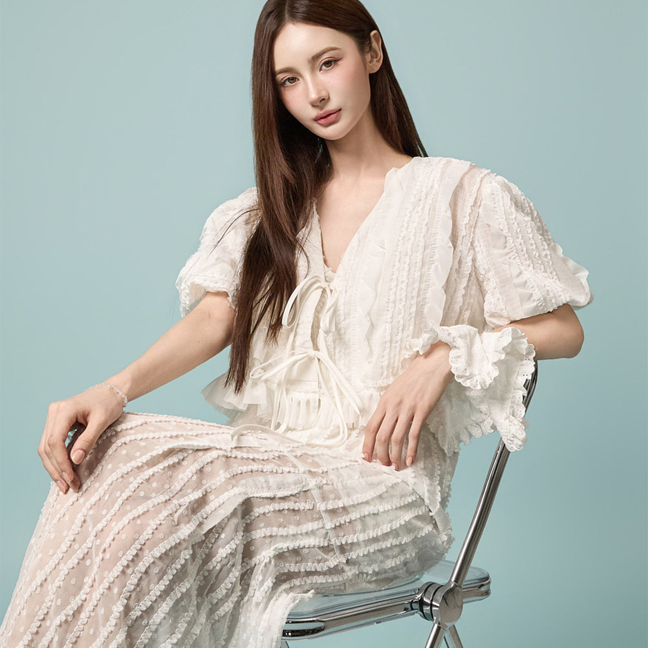 J3207 Frill Lace Cardigan