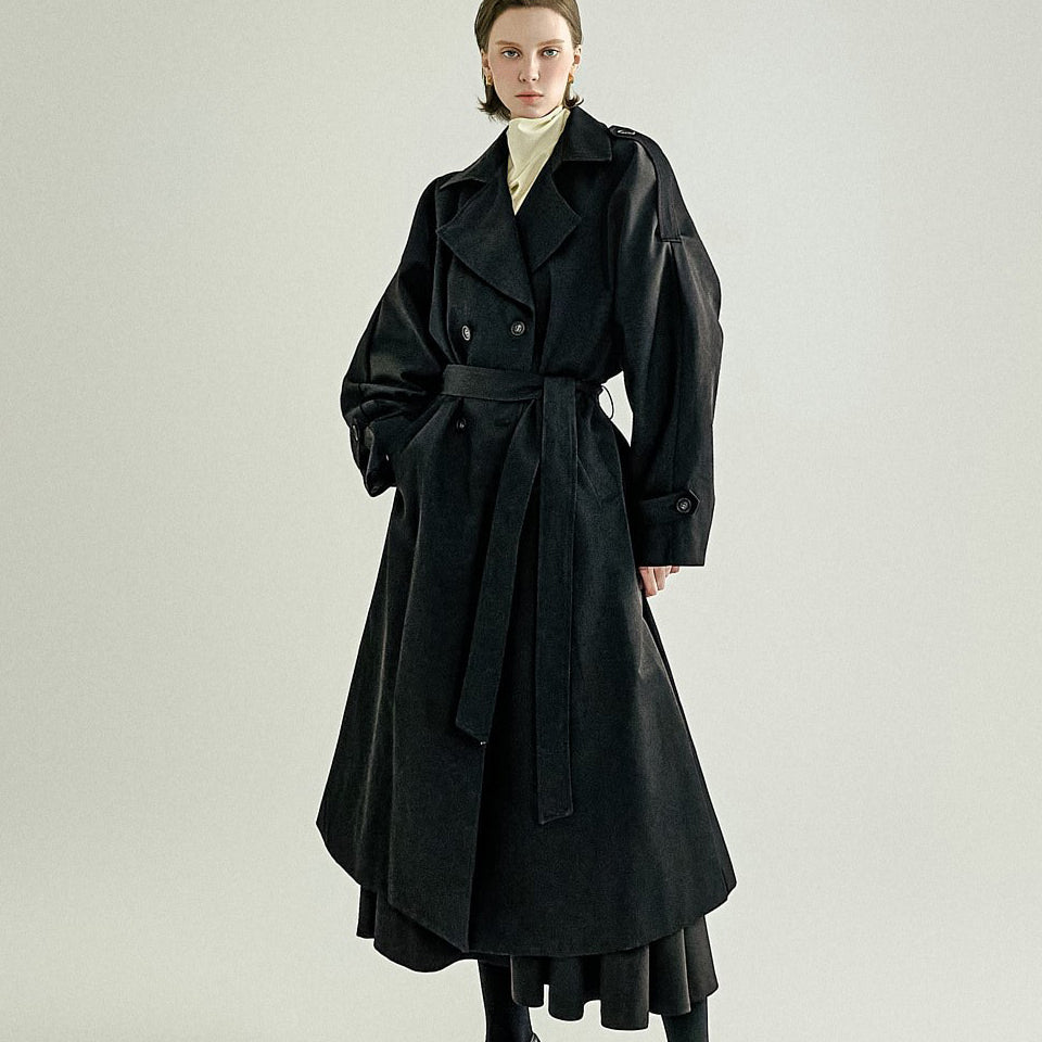 J3277 Wide Lapel Trench Coat