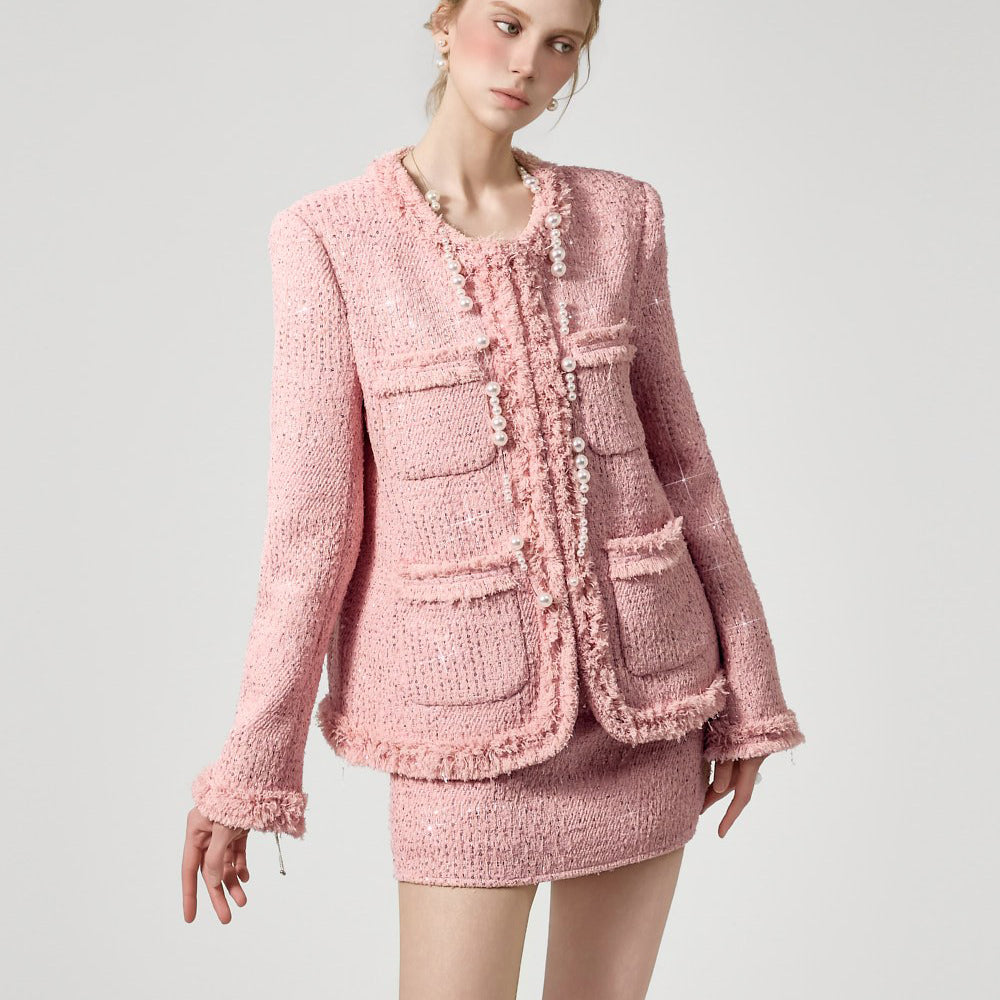 J9368 Fringe Tweed Jacket