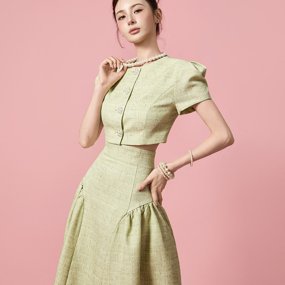 J9374 Tweed Puff Jacket