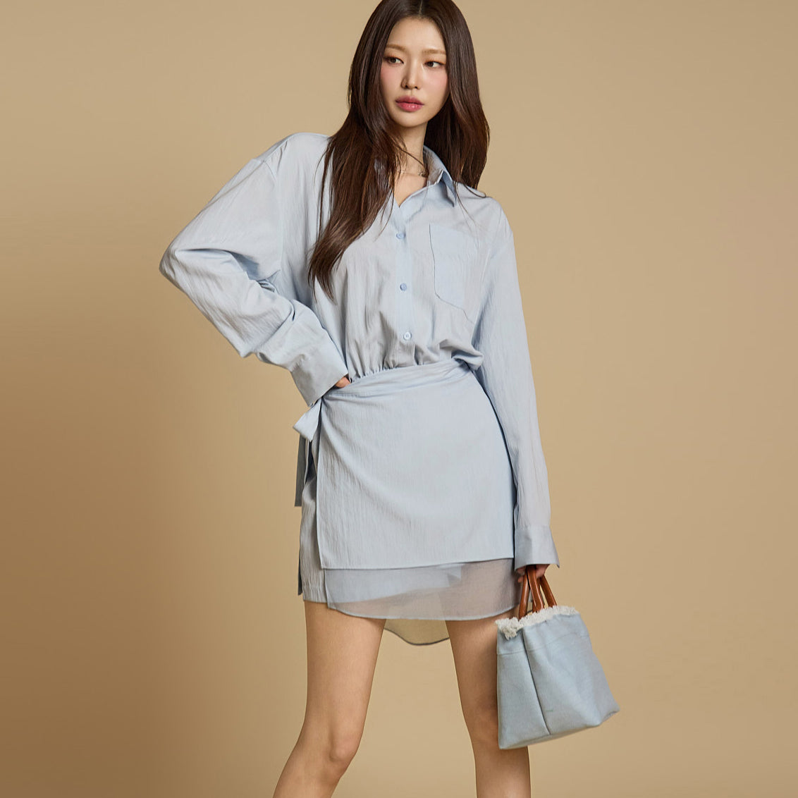 JS054 Shirt Wrap Jumpsuit