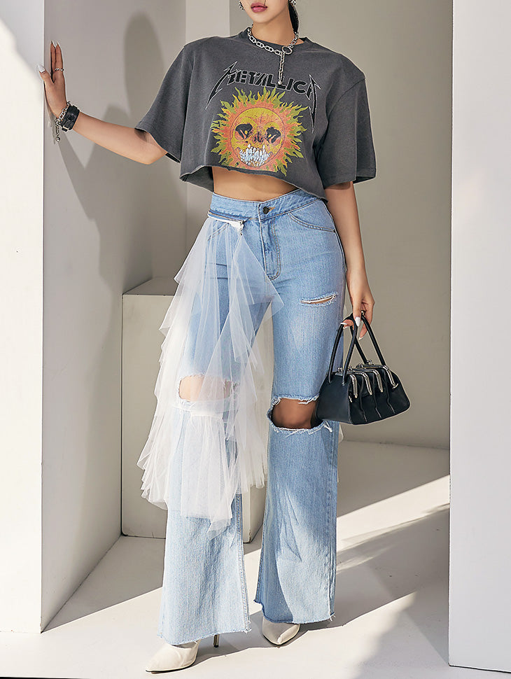 PJ450 Semi Wide Jeans (Tulle removable)