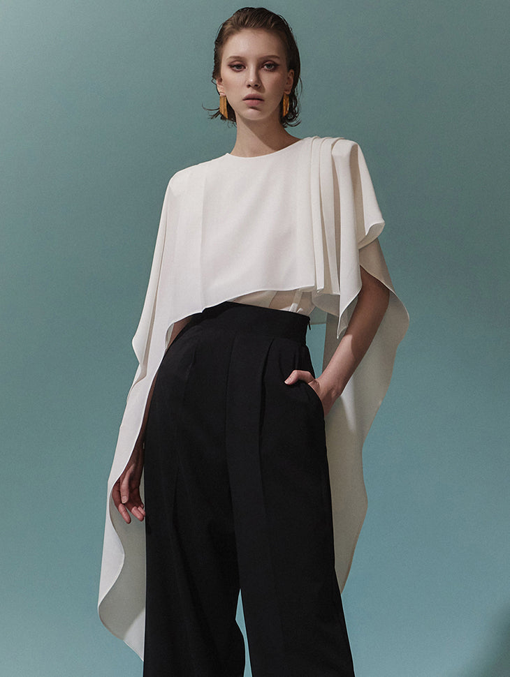 B9148 Shoulder Shirring Point Double Blouse