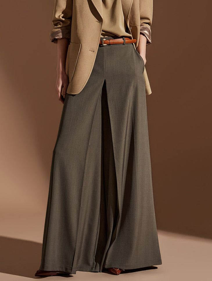 P3068 Pintuck Wide Long Slacks