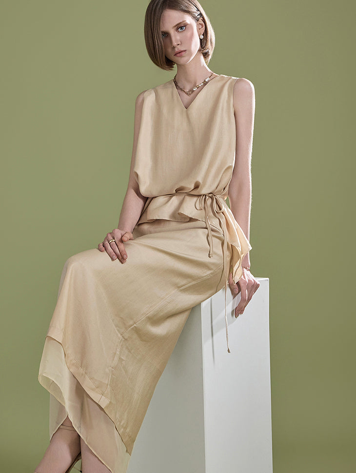TP1876 Blouse with Strap and  Skirt Sets
