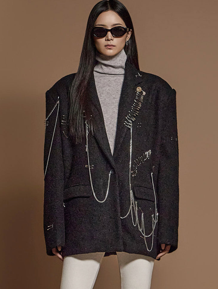 J9305 Brooch Wool Jacket