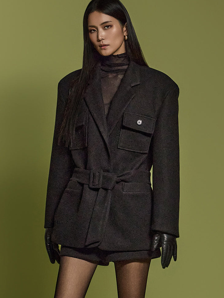 J2546 Wool Jacket With Belt