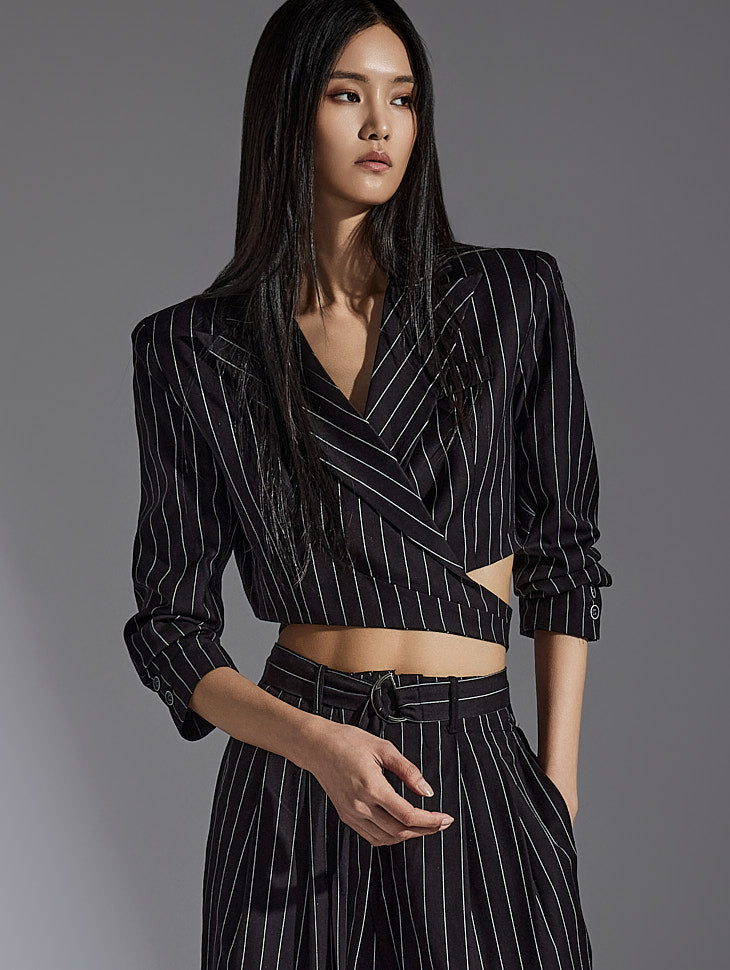 J2237 Striped Crop Jacket