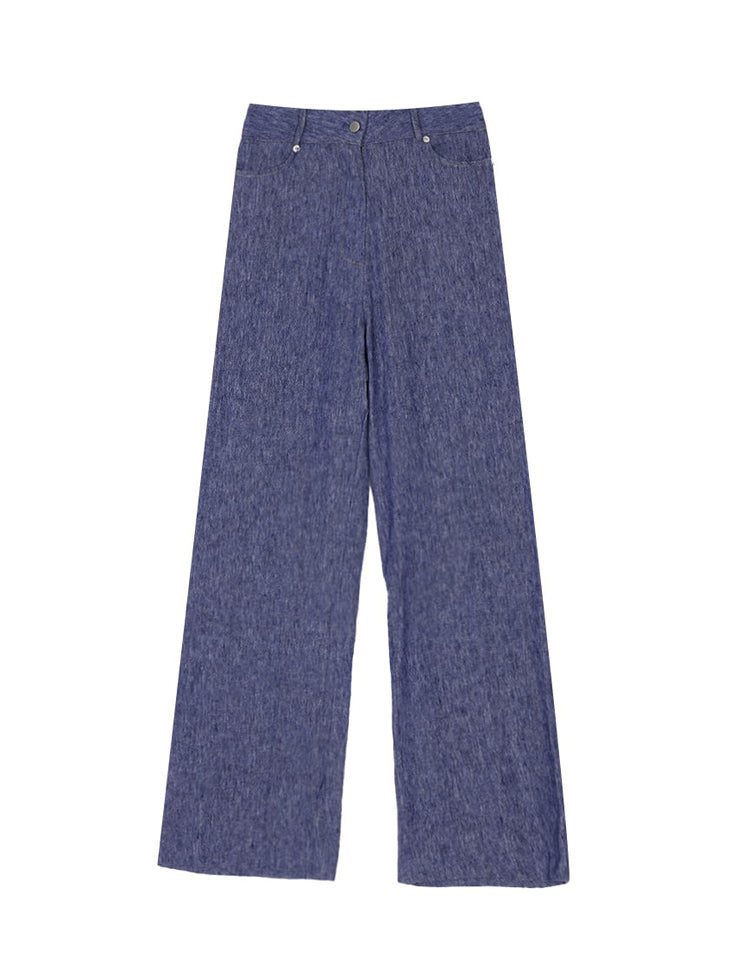 P2877 Linen Denim Straight Slacks