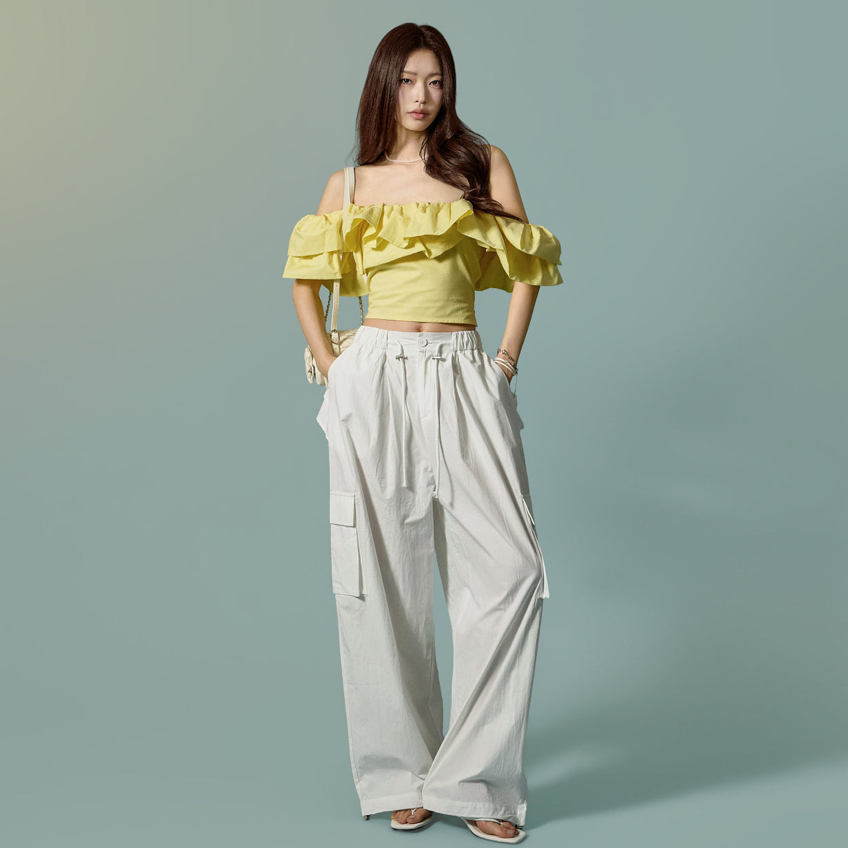 P3822 Frill Layered Cargo Pants