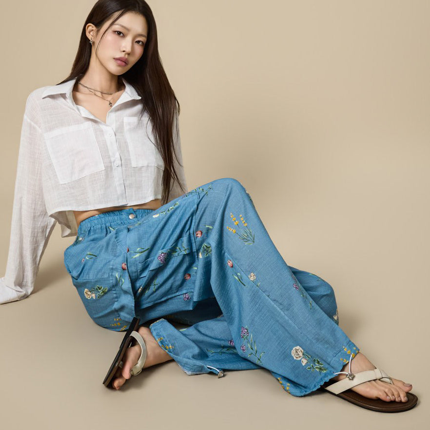 P3921 花朵工装裤